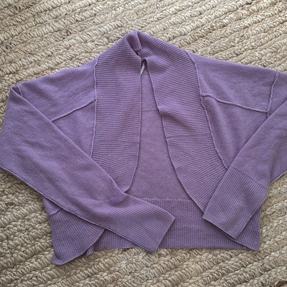 Free People Disco Cashmere Shrug Cropped Cardigan Small Purple Lavander - Picture 2 of 7